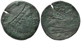 Anonymous (first corn ear series), Sicily, 214-212 BC. Æ Sextans (). Head of Mercury r., wearing winged petasus. R/ Prow r.; above, ROMA and corn ear....