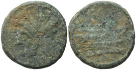 Anonymous, Rome, after 211 BC. Æ As (33,12 mm, 32,98 g). Laureate head of Janus. R/ Prow of galley r.; below, ROMA. Crawford 56/2. Fine.