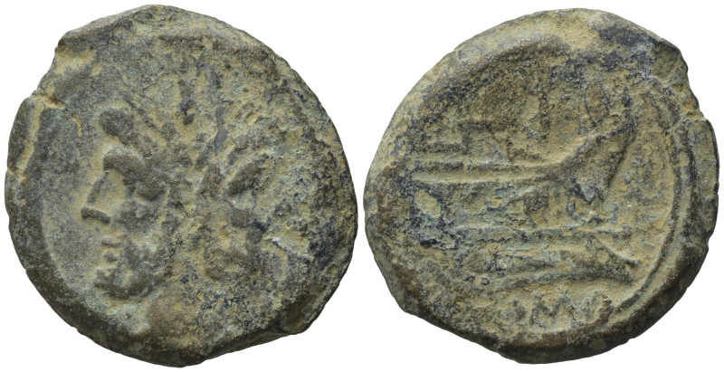 Anonymous, Rome, after 211 BC. Æ As (33,63 mm, 29,86 g) . Laureate head of Janus...