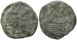 Anonymous, Rome, after 211 BC. Æ As (31,17 mm, 27,51 g) . Laureate head of Janus. R/ Prow of galley r.; above, I; below, ROMA. Crawford 56/2. Fine.