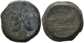 Anonymous, Rome, after 211 BC. Æ As (35,99 mm, 50,01 g). Laureate head of Janus. R/ Prow of galley r.; below, ROMA. Crawford 56/2. Fine.