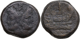 Anonymous, Rome, after 211 BC. Æ As (32,9 mm, 42,05 g). Laureate head of Janus; above, I. R/ Prow r.; above, I; in exergue, ROMA. Crawford 56/2. Good ...