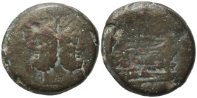 Uncertain, Rome. Æ As (31,91 g, 29,55 g). Laureate head of Janus. R/ Prow r.; above, uncertain symbol or letter. Good fine.