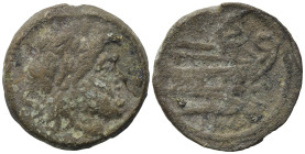Anonymous, Rome, after 211 BC. Æ Semis (26,43 mm, 14,27 g). Laureate head of Saturn r. R/ Prow of galley r.; below, ROMA. Crawford 56/3. Fine.