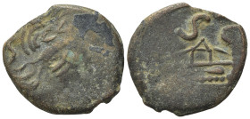 Anonymous, Rome, after 211 BC. Æ Semis (18,8 mm, 3,4 g). Laureate head of Saturn r. R/ Prow of galley r. Crawford 56/3. Fair.