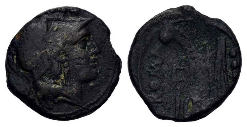 Anonymous, Rome, after 211 BC. Æ Triens (22,11 mm, 7,65 g). Helmeted head of Min...