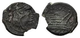 Anonymous, Rome, after 211 BC. Æ Quadrans (). Head of Hercules r., weraing lion skin. R/ Prow of galley r. Crawford 56/5. Very fine.