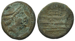 Anonymous, Rome, after 211 BC. Æ Semuncia (14,10 g, 1,58 g). Head of Mercury r., wearing winged petasus. R/ Prow r. Crawford 56/8. Very fine.
