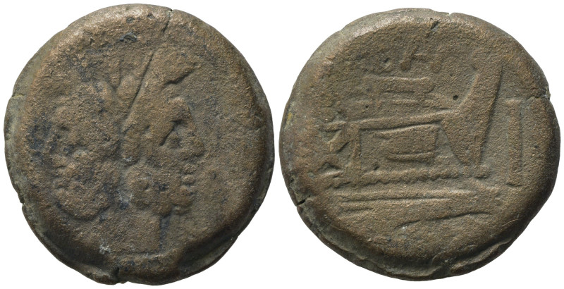 Anonymous (AN or AV series), Rome, 194-190 BC. Æ As (29,99 mm, 25,35 g). Laureat...