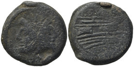 Cluvius Saxula, Rome, 169-158 BC. Æ As (30,42 mm, 26,54 g). Laureate head of Janus. R/ Prow of galley r.; above, C• SAX; below ROMA. Crawford 173/1. F...