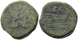 A. Caecilius, Rome, 169-158 BC. Æ As (32,11 mm, 29,55 g). Laureate head of Janus. R/ Prow r.; above, A CAE; below, ROMA. Crawford 174/1. Good fine.