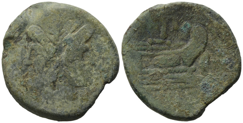 Anonymous (TP series), Rome, 169-158 BC. Æ As (30,5 mm, 22,16 g). Laureate head ...