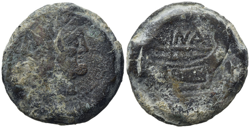 L. Cornelius Cinna, Rome, c. 169-158 BC. Æ As (32,33 mm, 31,36 g). Laureate head...