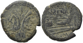 L. Licinius Murena, Rome, 169-158 BC. Æ As (32,22 mm, 27,87 g). Laureate head of Janus; above, I. R/ Prow of galley r.; above, MVRENA; before, I; belo...