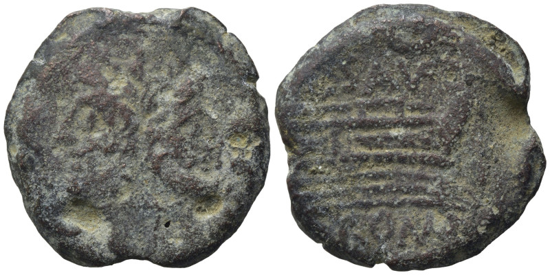 L. Saufeius, Rome, 152 BC. Æ As (29,30 mm, 18,42 g). Laureate head of Janus. R/ ...