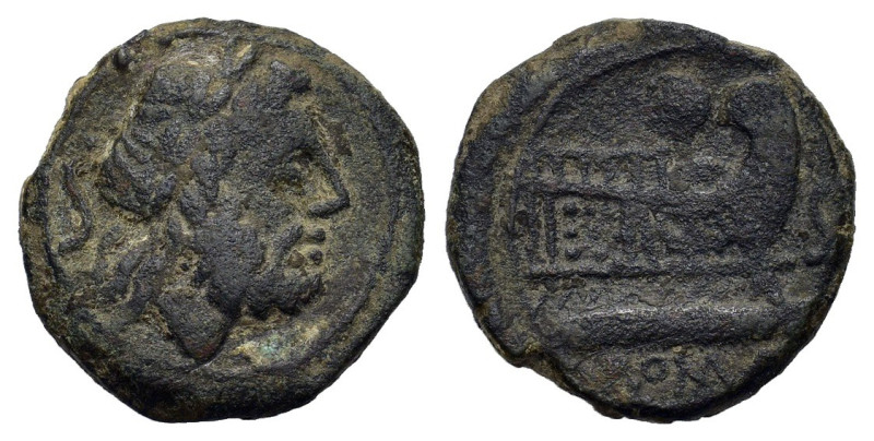 M. Caecilius Q.f. Q.n. Metellus, Rome, 127 BC. Æ Semis (22,16 mm, 8,56 g). Laure...