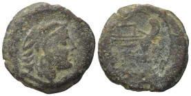 Anonymous, Rome, c. 91 BC. Æ Quadrans (18,57 mm, 4,64 g); Head of Herakles r., wearing lion skin; behind, three pellets, Rv. Prow r.; before, three pe...