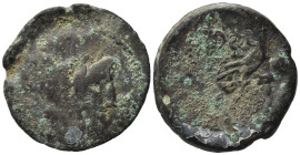 C. Licinius L.f. Macer, Rome, 84 BC. Æ As (27,00 mm, 10,25 g). Laureate head of Janus. R/ Prow of galley r.; above, male figure, holding staff, betwee...