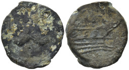 C. Cassius, L. Julius Salinator, Rome, 84 BC. Æ As (26,82 mm, 12,07 g). Laureate head of Janus. R/ Prow of galley r.; above, C·CASSIVS / L SALINA Prow...