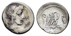 Q. Cassius Longinus, Rome, 55 BC. AR Denarius (18,25 mm, 3,73 g). Head of Genius Populi Romani r. behind, sceptre. R/ Eagle on thunderbolt r. in field...