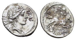 Licinius Nerva, Rome, 47 BC. AR Denarius (19,00 mm, 3,76 g). Laureate head of Fides r.; before FIDES; behind, NERVA. R/ Horseman galloping r., with r....