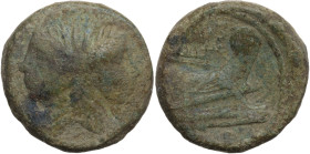 Sextus Pompey, Sicilian mint, 43-36 BC. Æ As (29,6 mm, 29,24 g). Laureate head of Janus with features of Pompey the Great. R/ Prow of galley r. Crawfo...