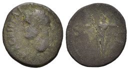 Agrippa (died 12 BC). Æ As (27,80 mm, 7,23 g). Rome, after AD 37. Head l., wearing rostral crown. R/ Neptune cloaked standing l., holding small dolphi...