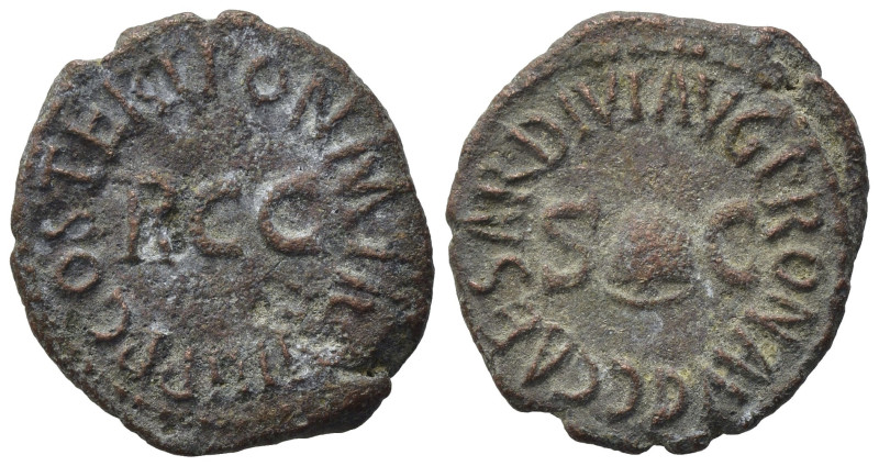 Gaius (37-41). Æ Quadrans (18,8 mm, 3,01 g). Rome, AD 40-41. Pileus between S C....