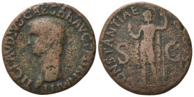 Claudius (41-54). Æ As (28,35 mm, 8,75 g). Rome. Bare-head l. R/ Constantia, helmeted and in military dress, standing l., holding long spear. RIC 111....