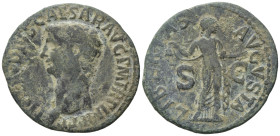 Claudius (41-54). Æ As (29,75 mm, 8,64 g). Rome, AD 50-54. Bare head l. R/ Libertas standing r., holding pileus and and extending hand. RIC 113. About...