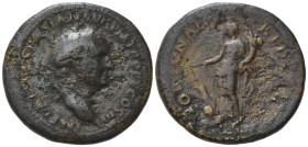 Vespasian (69-79). Æ Sestertius (35,30 mm 22,73 g). Rome, AD 71. Laureate head r. R/Fortuna standing l., holding rudder on globe and cornucopiae. RIC ...