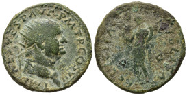 Vespasian (69-79). Æ Dupondius (26,24 mm, 11,86 g). Radiate head r. R/ Felicitas standing l., holding caduceus and cornucopia. RIC 567. Good fine.