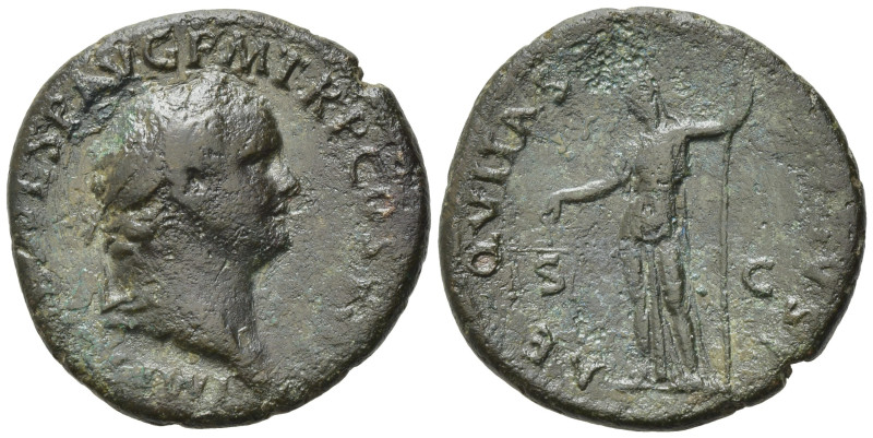 Vespasian (69-79). Æ As (26,66 mm, 10,02 g). Rome, AD 76. Laureate head r. R/ Ae...