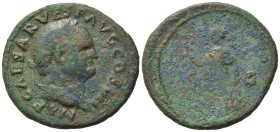 Vespasian (69-79). Æ As (28,24 mm, 9,38 g). Rome, AD 74-76. Laureate head r. R/ Spes advancing l., holding flower and lifting fold of dress. RIC 894. ...