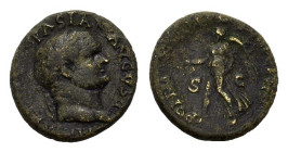 Vespasian (69-79). Æ Semis (19,7 mm, 4,7 g). Uncertain eastern mint (Ephesos?), AD 77-78. Laureate head of Vespasian to right. R/ Victory advancing l....