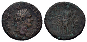 Titus (79-81). Æ As (27,20 mm, 10,21 g). Rome, AD 80-81. Laureate head r. R/ Genius standing l., sacrifing out of patera over altar and holding cornuc...