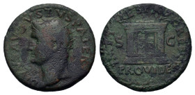 Titus (79-81). Æ As (27,77 mm, 9,83 g). Rome, AD 80-81. Radiate head of Augustus l. R/ Altar; below, PROVIDENT. RIC 191. Good fine.