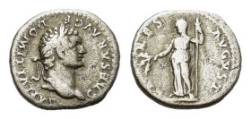 Domitian (Caesar, 69-79). AR Denarius (18 mm, 3 g). Rome, AD 76-78. Laureate head r.R/ Ceres standing l., holding corn-ears and torch. RIC 976 (Vespas...