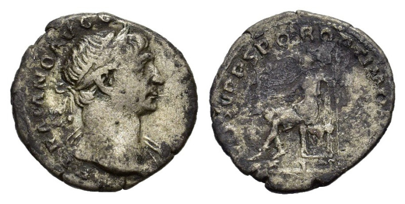 Trajan (98-117). AR Denarius (17,75 mm, 2,71 g). Rome, Ad 107-111. Laureate bust...