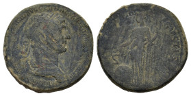 Trajan (98-117). Æ Sestertius (32,7 mm, 24,6 g). Rome, AD 116-117. Laureate and draped bust r. R/ Providentia standing l., holding sceptre and leaning...