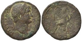 Hadrian (117-138). Æ Sestertius (33,44 mm, 23,72 g). Rome, AD 125-128. Laureate bust right, with drapery on far shoulder. R/ Roma seated l. on cuirass...
