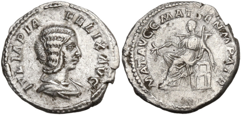 Julia Domna (Augusta, 193-217). AR Denarius (18,9 mm, 2,72 g). Rome, 211-217. Dr...