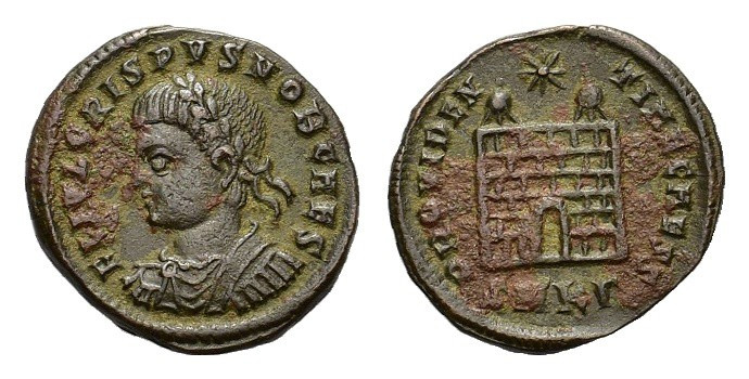 Crispus (Caesar, 316-326). Æ Follis (18,8 mm, 3 g). Cyzicus, AD 324-325. Laureat...