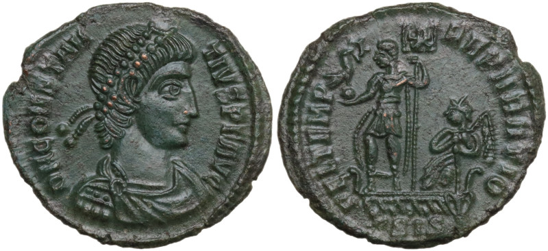 Constantius II (337-361). Æ Follis (19,8 mm, 2,6 g). Siscia, AD 348-350. Diademe...