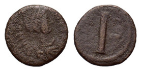 Anastasius I (491-518). 10 Nummi (15,8 mm, 2 g). Constantinople. Diademed, draped and cuirassed bust r. Large I. Sear 26. Fair.