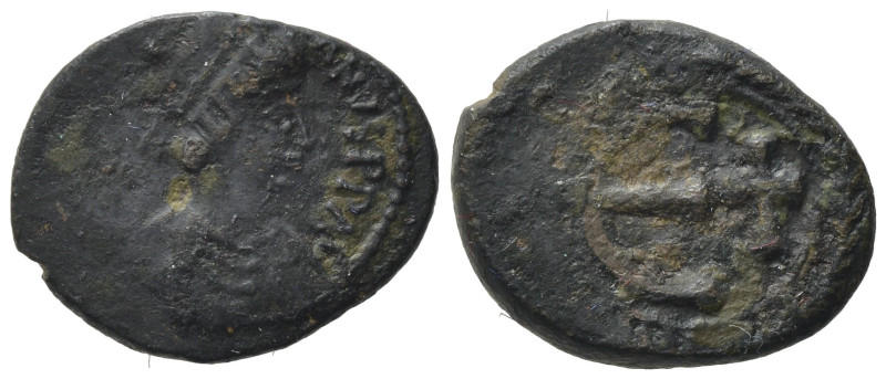 Justinian I (527-565). Æ 5 Nummi (16,08 mm, 2,04 g). Carthage. Diademed, draped ...