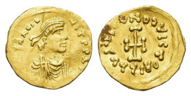 Heraclius (610-641). AV Tremissis (16 mm, 1,38 g). Constantinople. Diademed, draped and cuirassed bust r. R/ Cross potent; in exergue, CONOB. Sear 786...