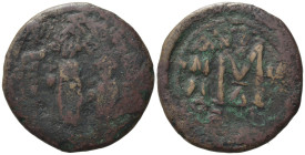 Heraclius with Heraclius Constantine (610-641). Æ 40 Nummi (29,73 mm, 10,36 g). Constantinople, year 2 ? (AD 612). Heraclius, on l. and Heraclius Cons...