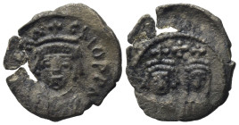 Heraclius, Heraclius Constantine and Martina (610-641). AR Half siliqua (12,73 mm, 0,57 g). Carthage. Crowened bust facing, beardless. R/ Facing busts...