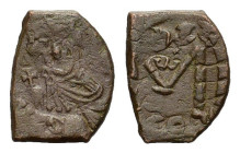 Constans II (641-668). Æ 40 Nummi (17,5 mm, 4,9 g). Syracuse, AD 641-647. Crowned, beardless bust facing, wearing chlamys, holding globus cruciger. R/...